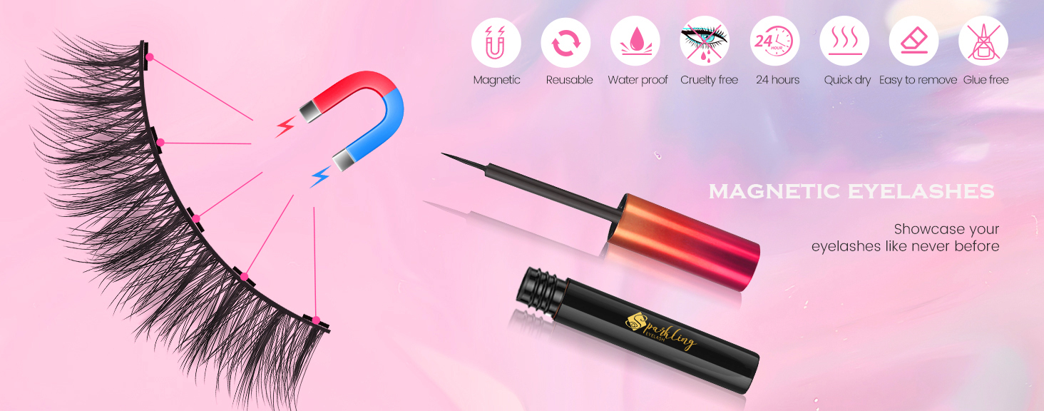 Krijg de perfecte glamourlook met Pingdu Sparkling Eyelash® 3D Magnetic Eyelash Kit