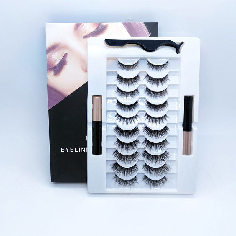 6D Magnetische Wimpers Eyeliner Kit Natuurlijk Uitziend Verpakking van 10 paar