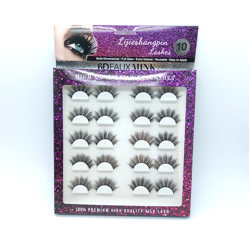 Natuurlijke luxe zijden wimpers 100% handgemaakt 10 paar 5D faux mink wimpers
