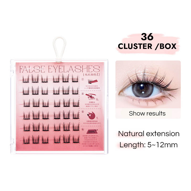 Druk op voorafgeplueerde cluster Lash Extensions Kit
